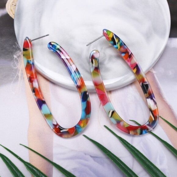 Acrylic Confetti BaubleBar Earrings 🎊 - Picture 2 of 3